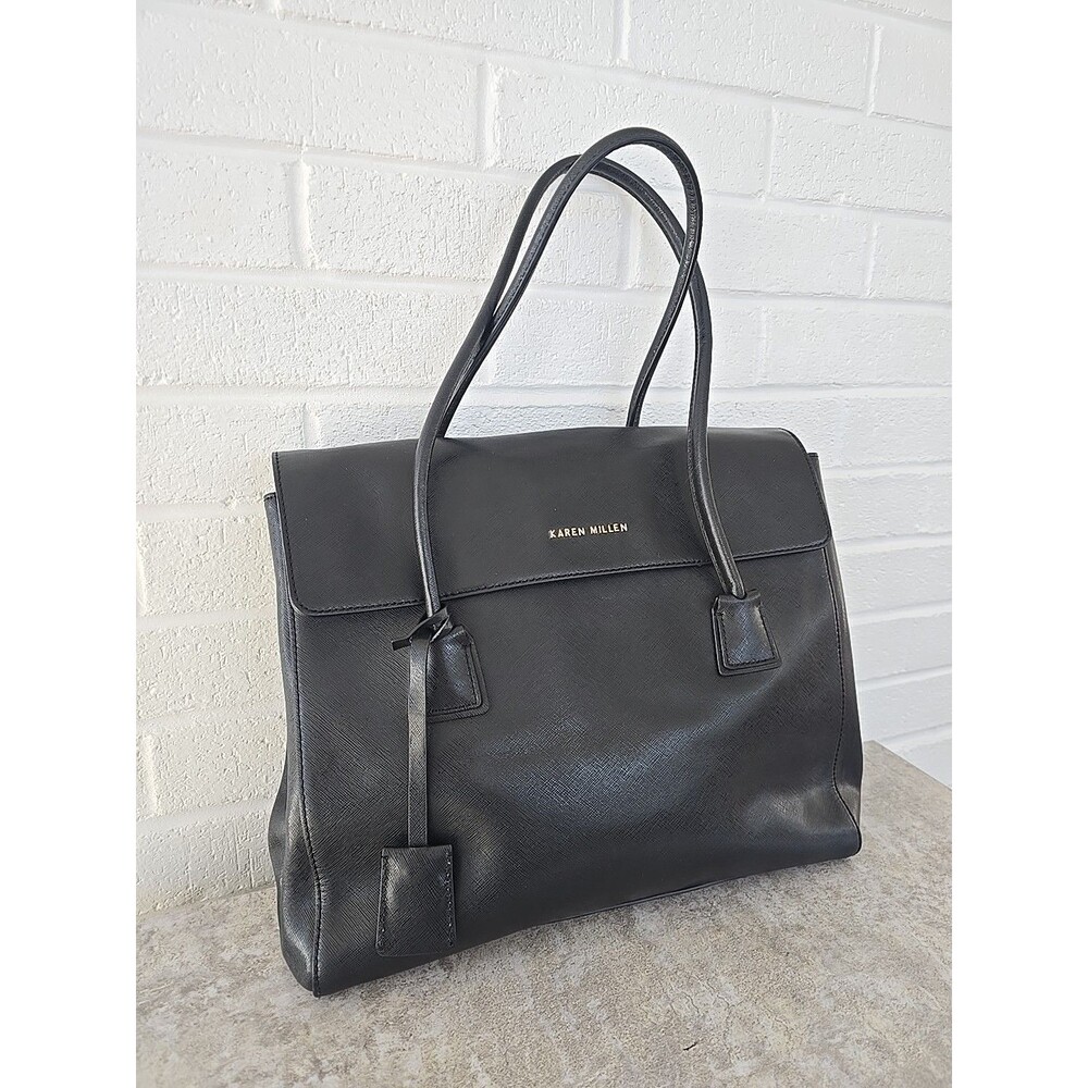 Karen Millen Genuine Cow Leather Shoulder/Hand Bag Black Color